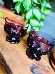 Tiffin Franciscan Dessert Bowls Set of 2 Amethyst Sherbet Stemmed Vintage - Picture 1 of 5