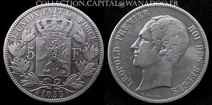 5 Francs Leopold I 1853 Belgien Silber 24,59 gr - Bild 1 von 1