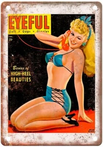 Eyeful Girly Magazine Pinup Model 1945 Retro Look Metal Sign GM275 - Picture 1 of 2