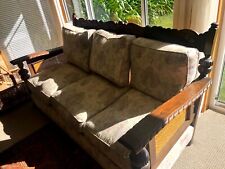 Sofa - antique Edwardian oak sofa, down cushions