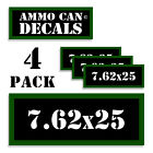 7.62 X 25 Ammo Can 4x Labels Ammunition Case 3"x1.15" stickers decals 4 pack