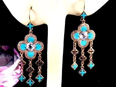 PENDIENTES ARAÑA TRÉBOL CABALLEROS FLORALES ESMALTE GP CZ ROSA 18K LAUREN G. ADAMS Foto 1 de 4