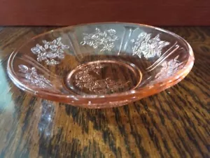 Federal Glass Sharon Cabbage Rose Pink Depression Glass Bowl 5 Vintage - Picture 1 of 11