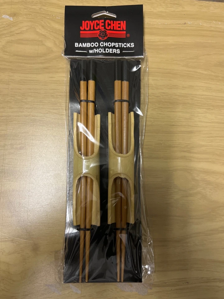 Palillos de bambú con bandejas de soporte ~ 2 juegos de 2 ~ 4 en total ~ Joyce Chen ~ Nuevo en paquete Foto 1 de 1