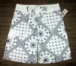 MENS ECKO UNLTD PAISLEY WHITE BLACK SWIM BOARD SHORTS SIZE 28 - Picture 1 of 2