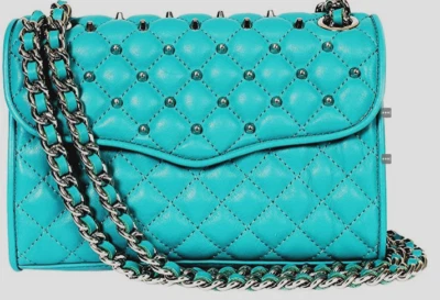 Bolso Bandolera Rebecca Minkoff Mini Acolchado Affair con Tachuelas Verde Azulado Foto 1 de 3