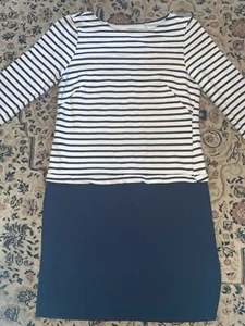 Zara Women Dress Small Blue White Striped 3/4 Sleeve Casual Dress Cotton Blended - Picture 1 of 18