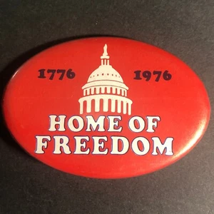 Patriotic Bicentennial Capitol Casa della Libertà 2 1/4" Pulsante Pinback Acciaio 1976 - Foto 1 di 2