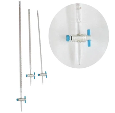 JOANLAB Bürette Glasbürette mit geradem Teflon (PTFE) Hahn,0,1ml Teilung 10ml/25ml/50ml