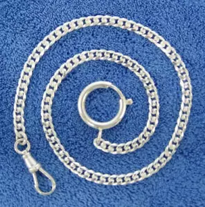 14.9 Grams, New Solid Sturdy Sterling Silver 13 Inch Pocket Watch Chain - Picture 1 of 2