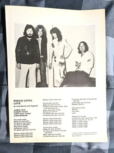 LED ZEPPELIN / WHOLE LOTTA LOVE LYRICS MAGAZINE FULL PAGE PINUP CLIPPING - Picture 1 of 2