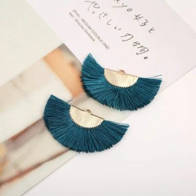 2 peças/lote ventilador boêmio borlas de seda tecido de flanela borla flor fabricação de joias F - Imagem 1 de 4