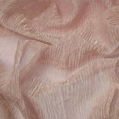 Pink Silver Crinkled Metallic Silk Organza, 33" Wide, By The Yard (TS-7259) - Image 1 of 3