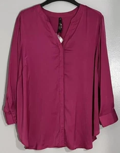 Melissa McCarthy Seven7 Career Casual Fuchsia Blouse Sz 3X Nice Gift On Sale!!!! - Picture 1 of 19