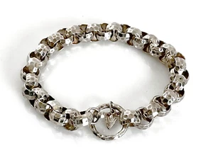 Excellent SIPALDA Heavy Sterling Silver Hammered Rolo Chain 8" Bracelet 925 - Picture 1 of 8