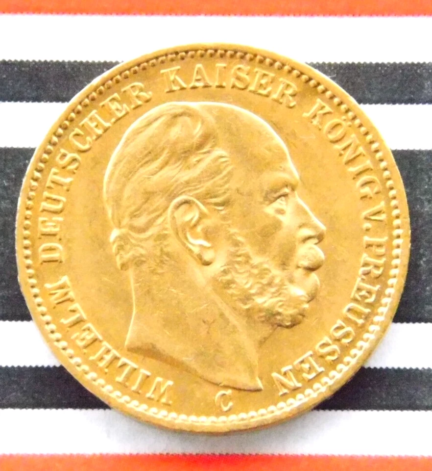 GERMAN 20 Mark 1874 C PRUSSIA KAISER WILHELM I. 90% GOLD EMPIRE Coin WW1 + RARE+ - Image 1 of 4