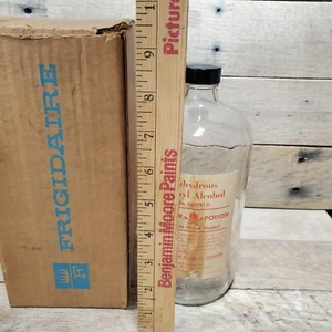 Frigidaire Anhydrous Methyl Alcohol Empty Bottle W Poison Paper Label - Picture 1 of 3