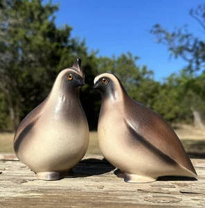 Vintage Pair USA Pottery Quail Ceramic Birds MCM Male And Female Set 5” READ - Picture 1 of 21