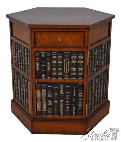 60728EC: MAITLAND SMITH Bookspline Leather Side Hexagon Lamp Table Cover