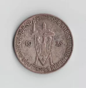 1925 D Germany Weimar Republic Silver 3 Reichs Mark Coin - Picture 1 of 2