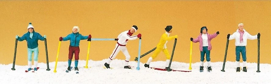 10312 Preiser HO Caractères Skieurs 6 Pièces comme de Photo Échelle 1 87