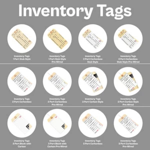 6 1/4" White/Manila Inventory Tags 1/2/3 Part Carbonless Pack 500-1000/Case - Picture 1 of 14