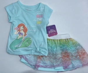 Girls Size 12M Adorable Disney Princess Ariel 2-Piece Skirt Set Summer Outfit - Picture 1 of 3