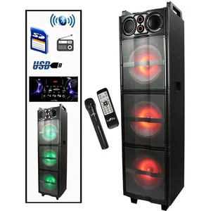 Altavoz subwoofer portátil beFree Sound triple de 10 pulgadas Bluetooth con luz de fiesta - Imagen 1 de 1