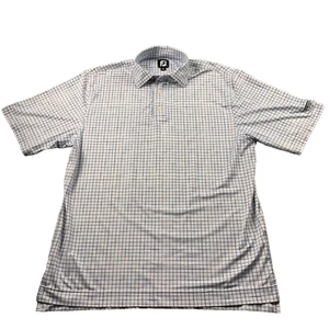 FootJoy Poloshirt Herren Large weiß blau kariert Golf Stretch Performance EUC S3 - Bild 1 von 15