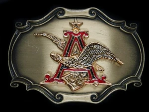 UC09149 VINTAGE 1978 **ANHEUSER BUSCH** BIER WERBUNG GÜRTELSCHNALLE - Bild 1 von 2