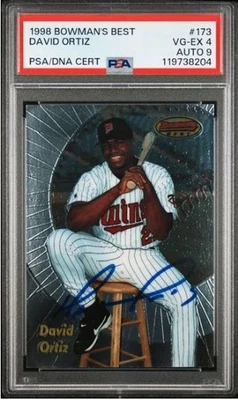 Tarjeta de novato de béisbol firmada por Bowman's Best David Ortiz 1998 PSA 4 PSA/DNA 9 HOF Foto 1 de 4
