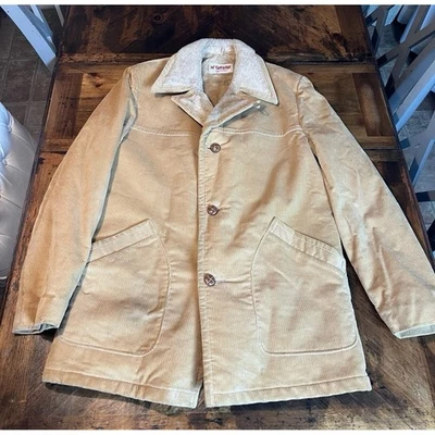 Vintage 70s McGregor Men's Fleece Lined Corduroy Heavy Jacket Coat Size 44 Long - Image 1 of 4