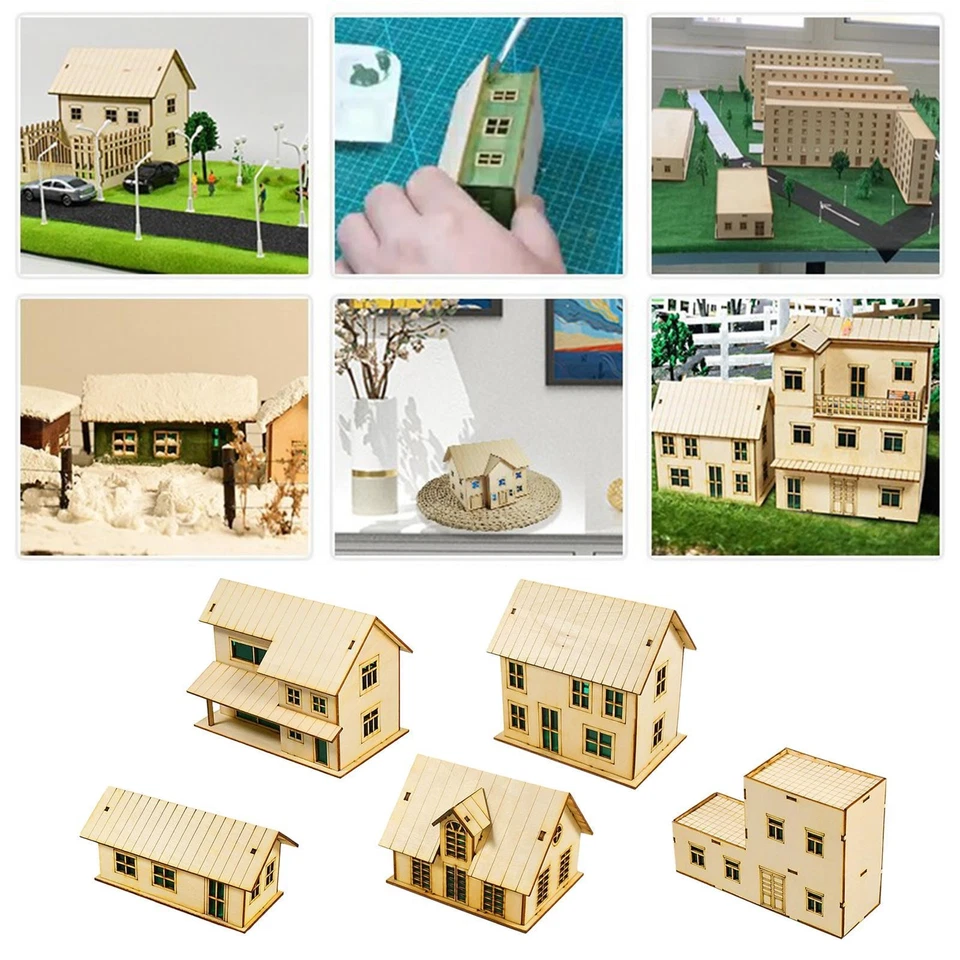 Modello di casa in legno in 1/72, giocattolo per hobby , mini ornamento, scena - Immagine 1 di 1