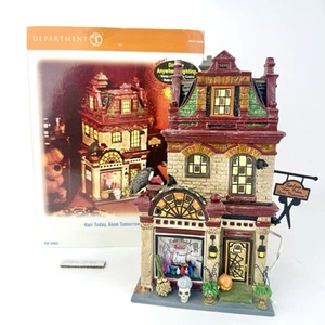Dept 56 Hair Today Gone Tomorrow Salon Halloween House COMPLETE TESTED WORKS EUC - Picture 1 of 21