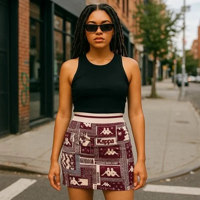 $100 NUEVO CON ETIQUETAS XS Kappa Auténtico Mini Lápiz Bodycon Falda Rojo Paisley Tejido Bandana Foto 1 de 4