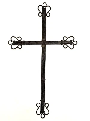 Antiguo crucifijo latino gótico de alambre hecho a mano cruz trébol cristiano extremos Foto 1 de 4