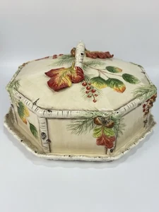 Fitz & Loyd Herbst Kuchenteller mit Topper - Bild 1 von 8