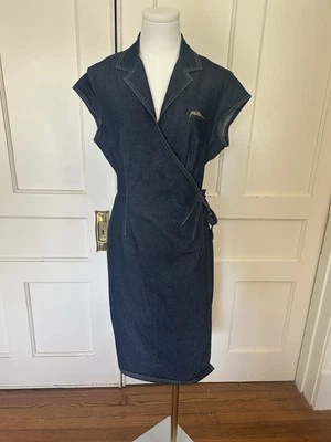 Vintage Fubu Denim Wrap Dress Juniors Size 13/14 Blue Classic Preppy - Image 1 of 4