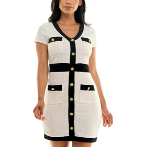 Almost Famous Womens Black-Ivory Pocket Wear To Work Dress Juniors XS BHFO 8376 - Picture 1 of 2