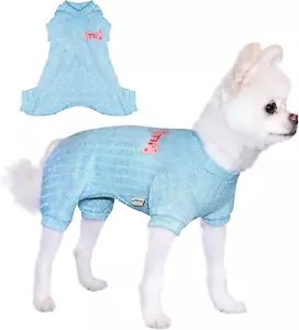 Dog Pajamas, Dog Jumpsuit, 4 Legged Knitted Dog Pajamas for Small Medium Dog (Bl - Picture 1 of 12