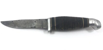 Cuchillo de caza de lucha Kinfolks fijo de 4” mango de cuero 1323-NP Foto 1 de 4