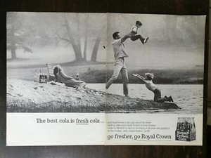 Vintage 1964 Royal Crown RC Cola Family on Beach Two Page Original Ad - Picture 1 of 1