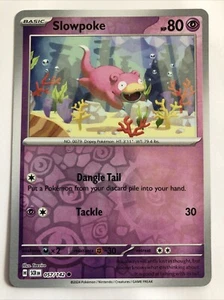 Juego de cartas coleccionables Pokémon Stellar Crown Slowpoke Reverse Holofoil 057/142 casi nuevo - Imagen 1 de 2