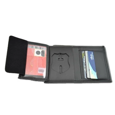 Perfect Fit NJDOC Officer Badge Wallet New Jersey Corrections Black Leather - Image 1 of 4