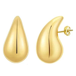 AQUA Gold Drops Earrings 18K Gold Plated Stainless Steel - Picture 1 of 3