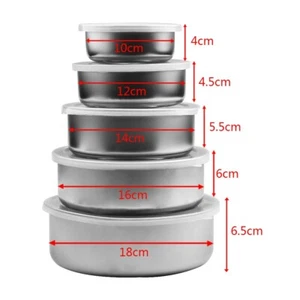56 Pezzi Home Mixing Acciaio Inox Set 3 Vassoi Portaoggetti Con 3 Coperchi in Plastica - Foto 1 di 12