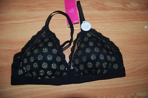 M&S B by Boutique Non Wired Padded Bralette Medium UK 12-14 Black Spotted BNWT