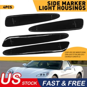 Smoked Front & Rear Side Marker Lights 4PCS For 2005-2013 Chevrolet Corvette C6 - Picture 1 of 12