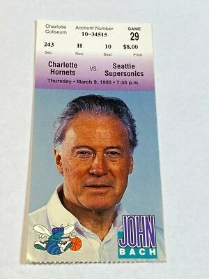 Charlotte Hornets Seattle Supersonics NBA Stub #10 3-9-95 Shawn Kemp Gary Payton - Image 1 of 2