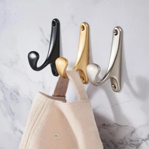 4 Packs Wall Mounted Coat Hooks Decor Accents Robe Hanging Towel Hooks - Black - Picture 1 of 3